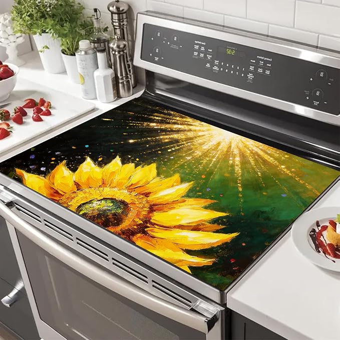 HOMETITUTE Spring Stove Top Cover 28x20 Sunflower Inspirational Art Heat Resistant