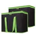 Bodaon 2-Pack Insulated Reusable Grocery Shopping Bags, X-Large Black-Green | Cooler Bag Top Cold/Warmer, Heavy Duty Insulated Pizza/Food Delivery Bag, For Commercial Catering Rideshare Driver, Picnic