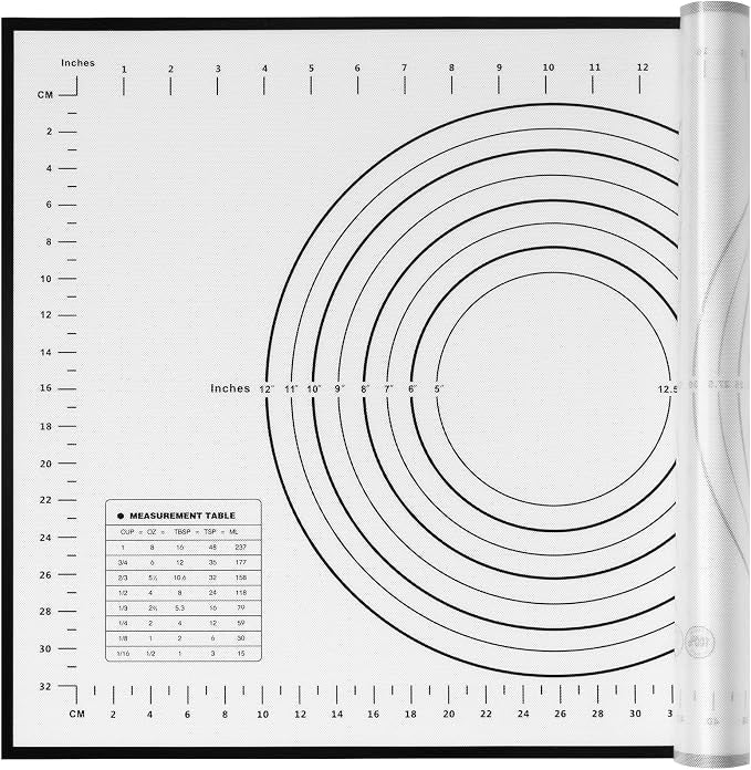Yansumi silicone pastry non stick baking mat with measurement fondant mat with three sizes for silicone baking mat, counter mat, dough rolling mat,fondant/pie crust mat (Black, 24"L x16"W)