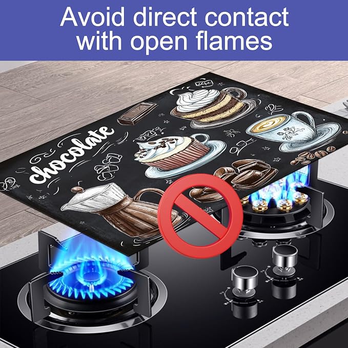 HOMETITUTE Stove Top Cover 28x20 Coffee Chocolate Dessert Heat Resistant Mat