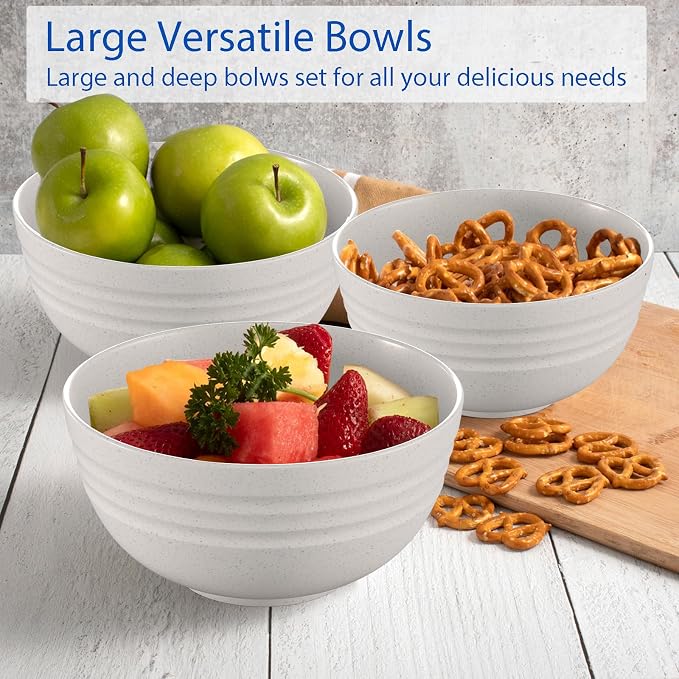 Homestockplus [Non Ceramic] 34 Oz Big Bowls， Soup Bowls BPA-Free Dishwasher & Microwave Safe Bowl Sets for Cereal, Salad, Soup, Ramen,Noodle,Oatmeal,Snack Apply to Kitchen, Freezer【Set of 6】