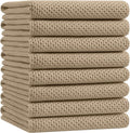 Homaxy 100% Cotton Oversized Waffle Weave Kitchen Towels 8-Pack, Tan | 20 x 28 Inches, Ultra Soft Absorbent Dish Towels, Quick Drying Large Cleaning Towels