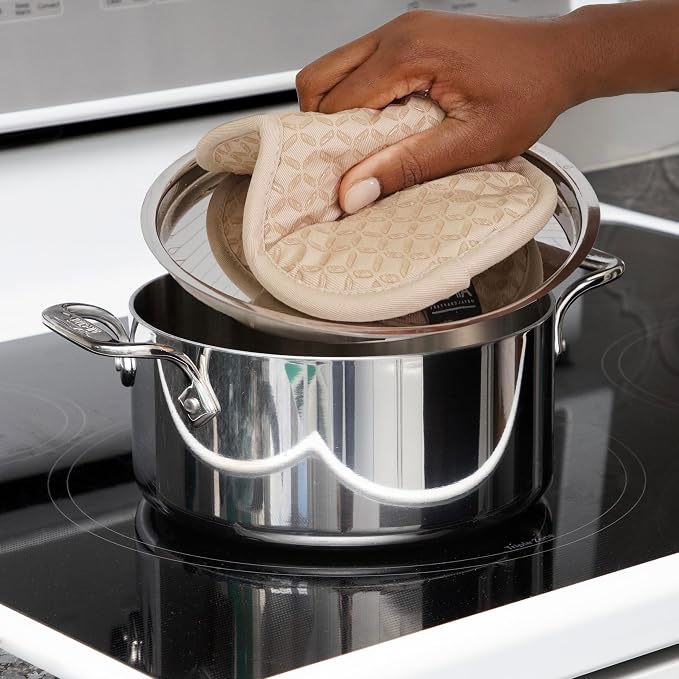 All-Clad Premium Pot Holder: Heat Resistant up to 500 Degrees - 100% Cotton, 10"x8" Hot Pad for Kitchen and Barbecue, 2-Pack, Toast