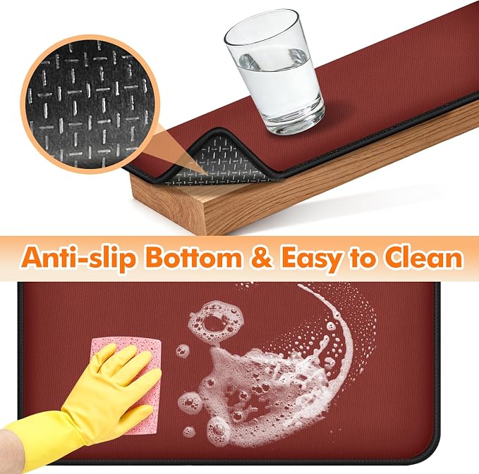 Non-slip Air Fryer Mats for Countertop, 2mm Thick, 14x12 in, Red | 1022°F Fireproof mat, heat resistant mats for countertop, non-slip silicone bottom, air fryer accessories for ninja, cosori