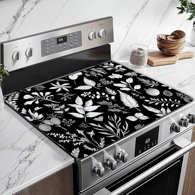Herbs and Plants Stove Top Covers for Electric Stove, Electric Gas Stove Pad Heat Resistant Range Cooktop Protector for Home Decor Kitchen 28"x20"