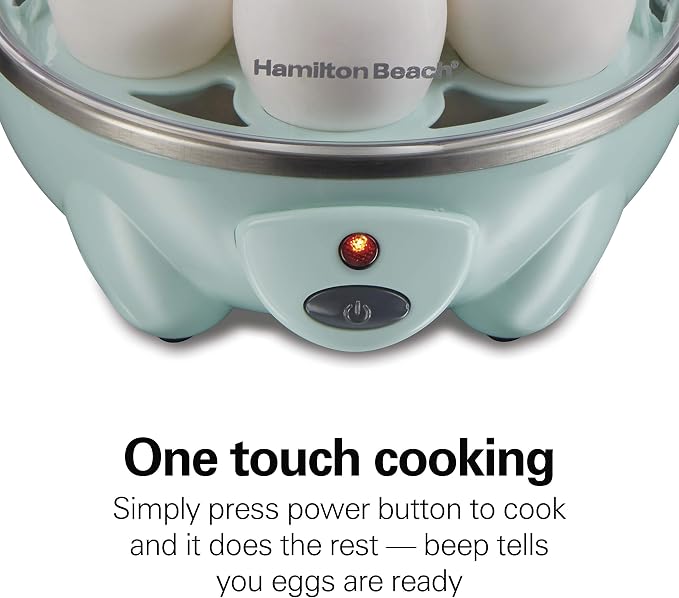 Hamilton Beach 3-in-1 Electric Egg Cooker for Hard Boiled Eggs, Poacher Eggs, Omelet Maker & Vegetable Steamer, Holds 7, Mint (25504) (Pack of 2)