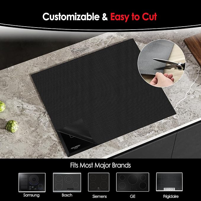 Large Silicone Induction Cooktop Protector Cover Stove Mat 20.4" x 30.7" (Magnetic) | 300°C (572°F) Heat-Resistant | Power Boost Compatible | Prevents Pot Sliding & Scratches