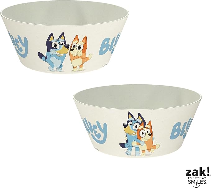 Zak Designs Bluey Kids Dinnerware Set 3 Pieces, Durable and Sustainable Melamine Bamboo Plate, Bowl, and Tumbler are Perfect For Dinner Time With Family (Bluey, Bingo, Bandit, Chilli)