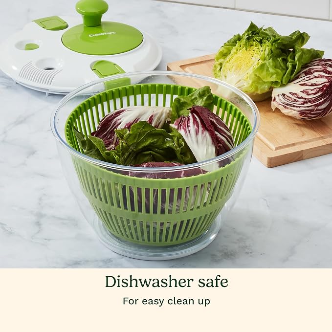 Cuisinart Salad Spinner- Wash, Spin & Dry Salad Greens, Fruits & Vegetables, 3qt, CTG-00-SSAS | Wash & spin-dry produce with 3-qt salad spinner, lid lock, clear base/serving bowl, CTG-00-SSAS