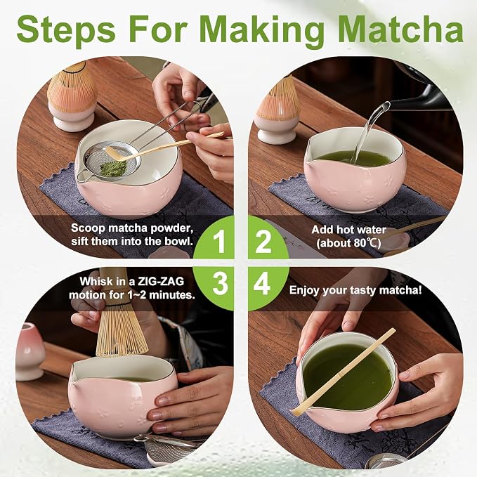 Clay&Fire Matcha Whisk Set, 9 pcs Ceramic Matcha Set for Beginner | Matcha Bowl with Spout and Whisk, Matcha Kit for Matcha Lovers, Ideal Gift Christmas, Birthday, Anniversary