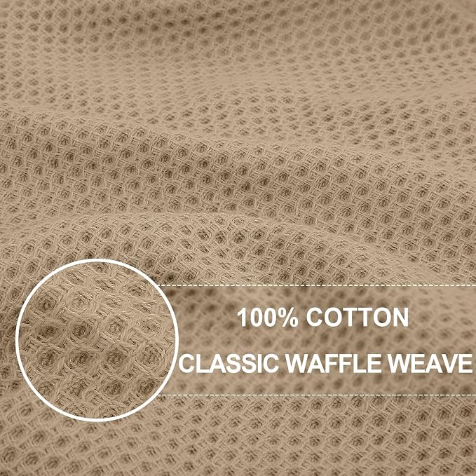 Homaxy 100% Cotton Oversized Waffle Weave Kitchen Towels 6-Pack, Tan | 20 x 28 Inches, Ultra Soft Absorbent Dish Towels, Quick Drying Large Cleaning Towels