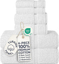 Chakir Turkish Linens Luxury Spa and Hotel Quality Premium Turkish Cotton 6-Piece Towel Set (2 x Bath Towels, 2 x Hand Towels, 2 x Washcloths)