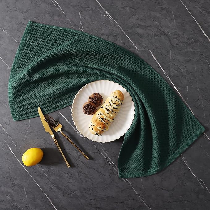 Homaxy 8 Pack 100% Cotton Kitchen Towels and Dishcloths Set, Blackish Green | 12 x 12 Inches and 13 x 28 Inches Kitchen Towels Set, Ultra Soft Absorbent Dish Cloths for Washing Dishes