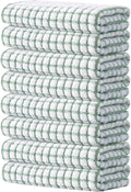 Kitinjoy Cotton 8 Pack Terry Kitchen Towels, Grass Green | 16 x 25 Inches Super Soft and Absorbent Dish Towels, Quick Drying hand towels for kitchen Drying