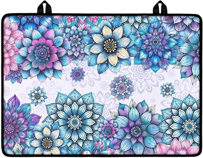 Bohemian Lotus Flower Print Stove Top Covers for Electric Stove Heat Resistant Silicone Cooktop Cover Anti-Slip Stovetop Protector Coffee Machine Mat for Kitchen, 29.18 x 20.96 inch