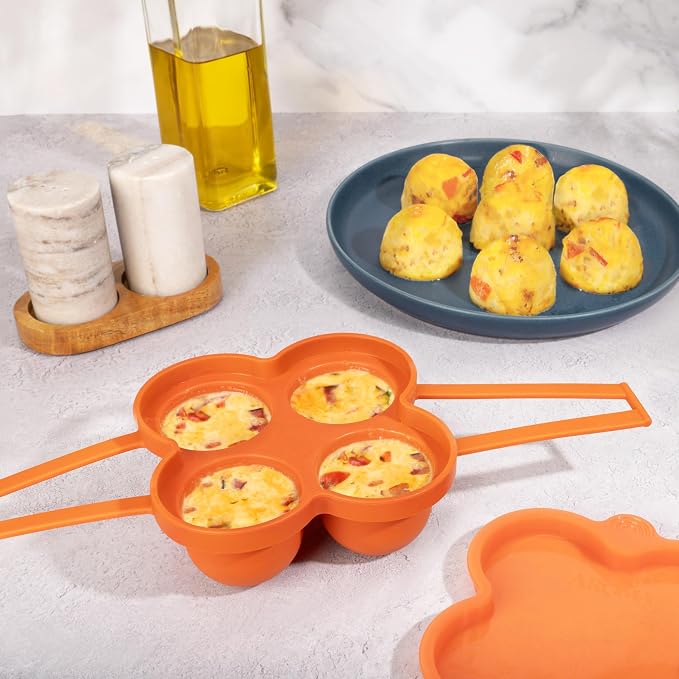 AROMA® Silicone Egg Bite Mold and Mini Muffin Tray with Storage Lid and Handles (8-Cup Digital Rice Cooker Accessories)