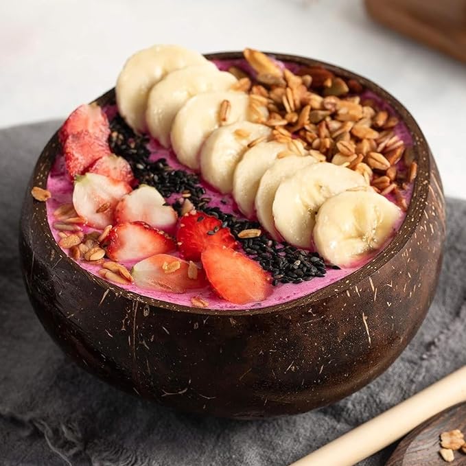 Jungle Culture 14 Pcs Bulk Coconut Bowls • Large 13–14 cm / 5.3-5.9" Natural Coconut Shell Bowls for Acai, Salads, Dessert, Smoothies • Wedding & Party Event Tableware • Eco Reusable