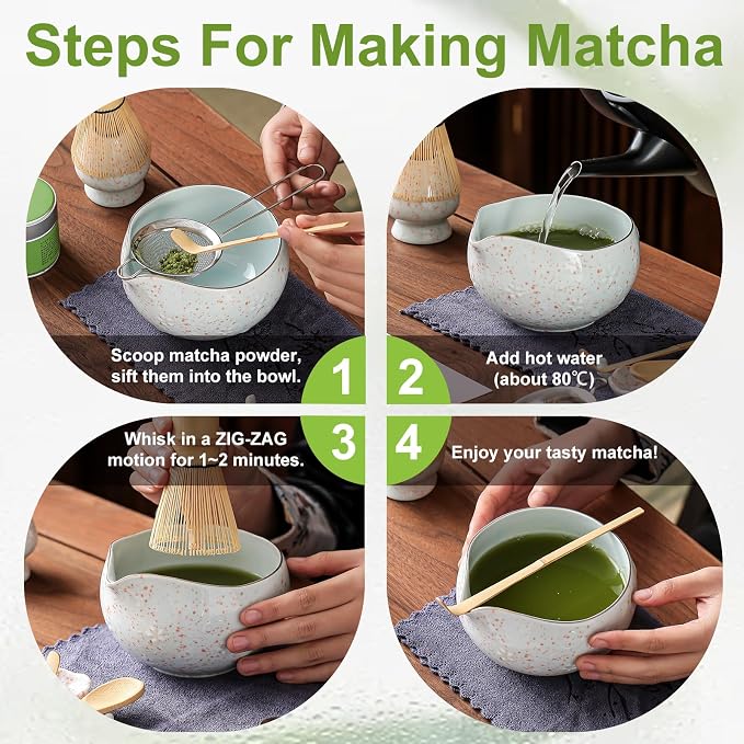 Clay&Fire Matcha Whisk, Handcrafted Bamboo Whisk for Matcha Powder (Light Blue)