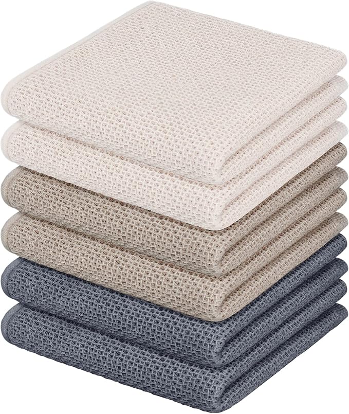 Nialnant 6 Pack Kitchen Hand Towels,100% Cotton | Ultra Soft & Absorbent Tea Towels,Quick Drying Dish Towels for Drying Dishes - 13x28 Inches,Multi Color