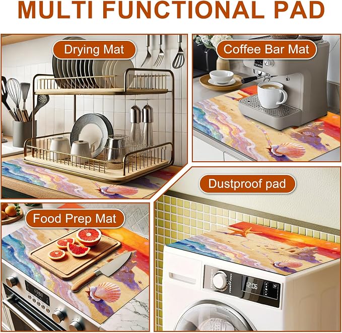 HOMETITUTE Summer Stove Top Cover 28x20 Starfish Beach Heat Resistant Protector