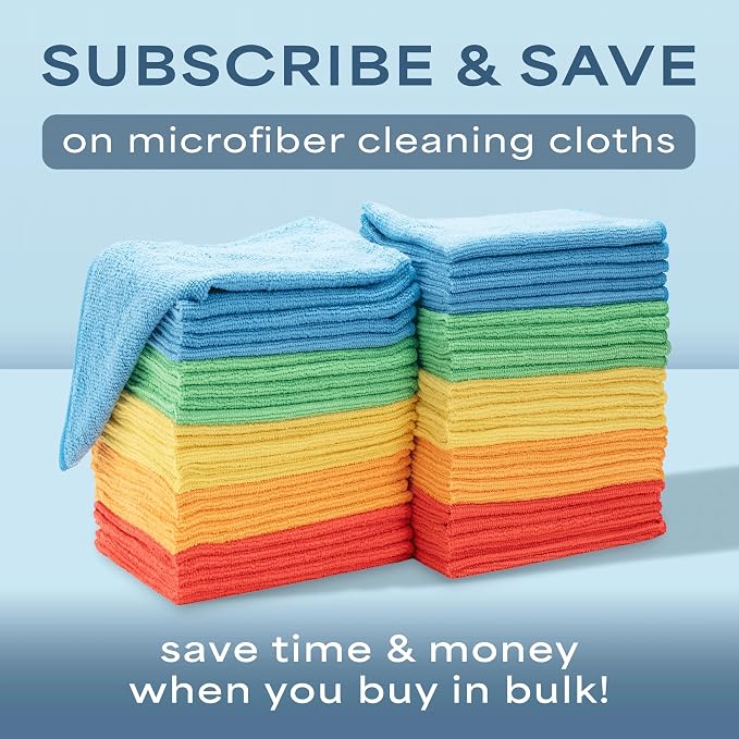S&T INC. Microfiber Cleaning Cloth, 200 Pack, 11.5" x 11.5" | Bulk Cleaning Cloth for Home and Car, Reusable and Multi-Purpose Cleaning Rags for Business, Machine Washable