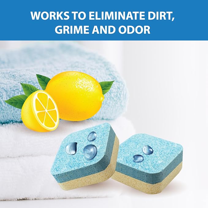 SANI 360° Enzyme Washing Machine Cleaner Tablets, 12-Pack, Lemon Scent | Deep-cleans and deodorizes front-load and top-load washers; 12 tablets provide up to a one-year supply when used monthly.