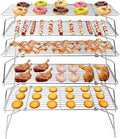 TeamFar Cooling Rack, 5-Tiers Stainless Steel Baking Cooling Wire Rack | for Baking Roasting Cooking, Healthy & Firmly Weld, Stackable & Collapsible, Dishwasher Safe, 15"x10"