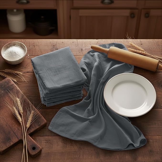 Utopia Kitchen Light Grey Flour Sack Towels [6 Pack-28 x 28 in] 100% Cotton | Tea Towels for Cleaning & Drying - Highly Absorbent Kitchen Dish Cloth