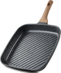 CAROTE 11 Inch Nonstick Grill Pan for Steak, Premium Granite Coating | Square Grill Skillet, Indoor Outdoor RV Camping Use, Gas & Induction Safe, All Stovetops Compatible, PFOA Free, Black