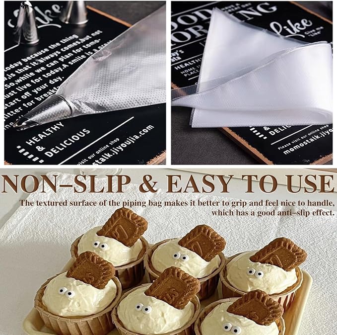 18 Inch Piping Bags, 400pcs Disposable Decorating Pastry Bags, Large Thickened Plastic Anti-Burst Non-Slip Icing Bags for Cookie and Cake Decorating (18 inch) | Thick Anti-burst with a Non-slip Surface for Smooth Icing and Frosting, Good for Cookies, C...