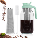 Cold Brew Coffee Maker, 64 oz Mason Jar Pitcher with Stainless Steel Filter, Pour Spout Handle Lid, Heavy Duty Glass Airtight & Leak-Proof for Iced Coffee,Tea & Lemonade