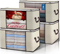 90L Large Storage Bags, 4 Pack Clothes Storage Bins Closet Organizers | Foldable Storage Containers, with Reinforced Handle, for Clothing, Blanket, Comforters, Bed Sheets, Pillows and Toys