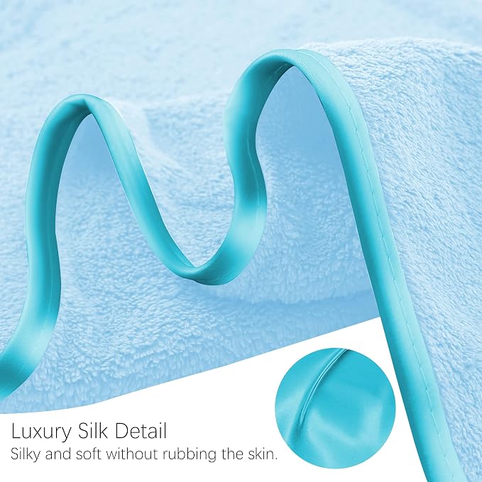 TENSTARS Silk Hemming Bath Towels for Bathroom Clearance - 27 x 55 inches - Light Thin Quick Drying - Soft Microfiber Absorbent Towel for Bath Fitness, Sports, Yoga, Travel, Gym - 2 Pack, Aquamarine