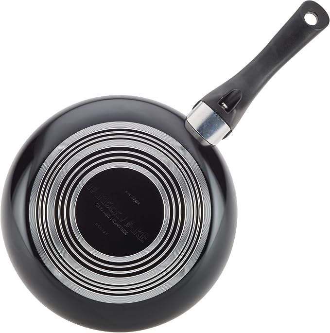 Farberware Glide Copper Ceramic Nonstick Egg Poacher Pan with Lid, 8-Inch, Black