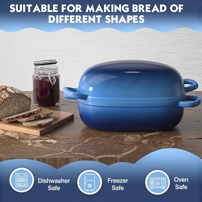 Dutch Oven 9x6 Inch，2.5QT Cast Iron Bread Pans for Bread Baking | Loaf Pan with Lid, loop handles，for Homemade Breadmaking，induction cooktop，oven safe，cooking stews & meats