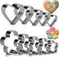 10PCS Heart Cookie Cutter & Flower Cookie Mold, Stainless Steel Kitchen Baking Supplies, Sandwich Cutters, 5 Sizes for Fondant Cake, Cookies, Biscuits & DIY Party Decor (Heart-Flower)