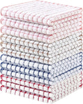 Homaxy 12 Pack Terry Kitchen Dish Cloths, 12"x12", Blue/Pink/Red/Brown | Super Soft and Absorbent Dish Rags, Quick Drying Reusable Dish Towels for Washing Dishes