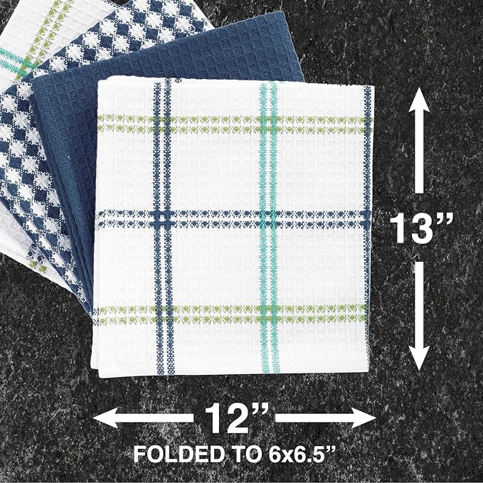 T-Fal Premium Waffle Dish Cloths: Highly Absorbent, Super Soft Long Lasting - 100% Cotton, 12"x13" Towel for Cleaning & Drying, (4-Pack), Cool