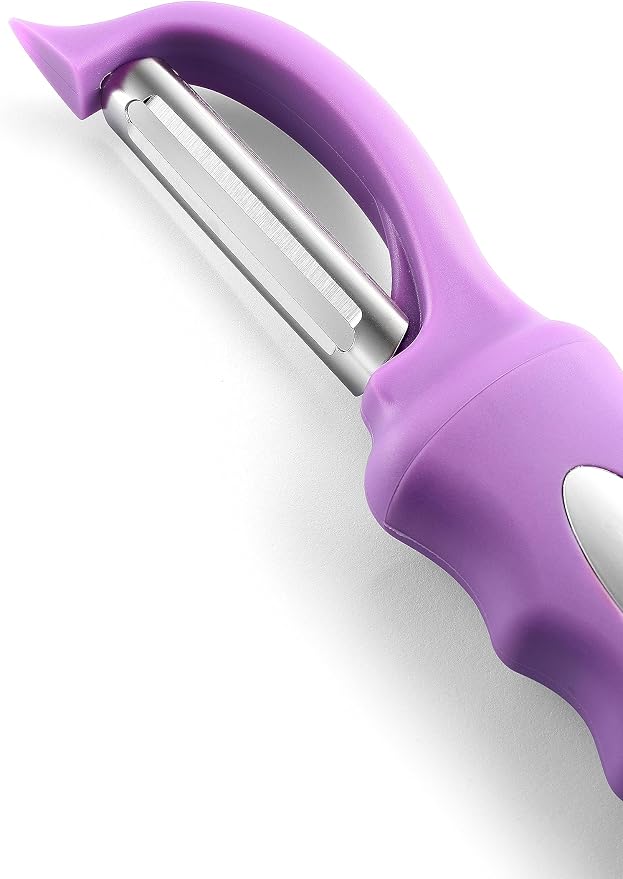 Spring Chef Swivel Vegetable Peeler for Kitchen w/Ergonomic Handle, Orchid | Premium Potato Peeler w/ Ultra Sharp Stainless Steel Blades, Multifunctional Veggie Peeler for Apple, Carrot, Cucumber, Fruit