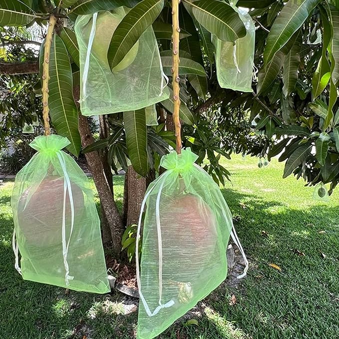 30 Pcs 7.8''×11.8'' Drawstring Fruit Protection Netting Bags, Reusable Garden Netting Bags