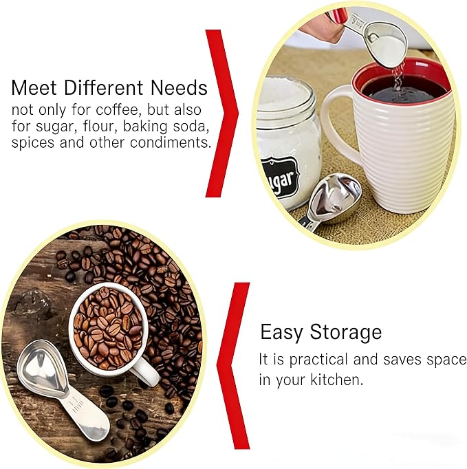 4-Pack Coffee Scoop Spoon – 2 Tablespoon (30ml) Stainless Steel Measuring Spoons with Long Handles for Ground Coffee, Tea, and Powder