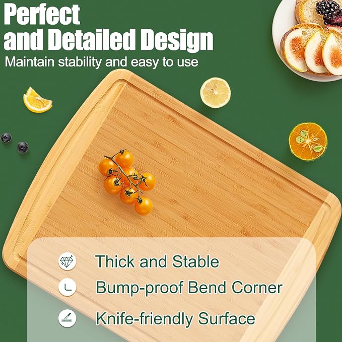 Homaxy Large Bamboo Cutting Boards for Kitchen,14.5x11.5", Two-Tone | L Cutting Board with Juice Groove, Wooden Butcher Block Chopping Board for Kitchen, Meat, Fruit & Vegetables, Pre Oiled