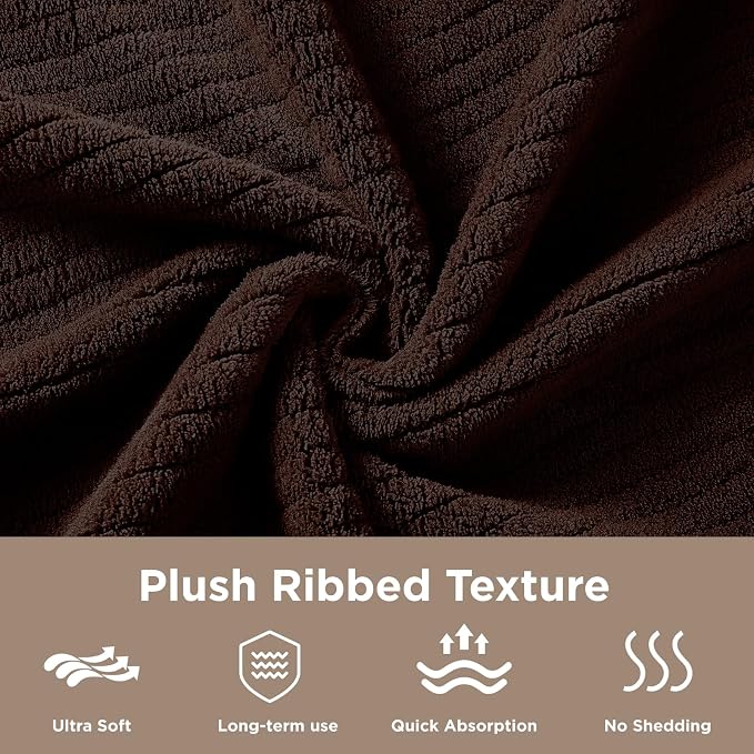 8 Piece Bath Towels Set, 2 Oversized 35 * 70 in Bath, 2 Hand, 4 Wash | Luxury Soft Microfiber, Super Absorbent Thick, Quick Dry, Shower Towels for Bathroom, Spa & Hotel, Brown