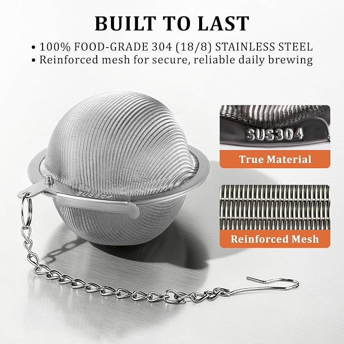 304 Stainless Steel Tea Ball Tea Holder Tea Infuser (Small x 2) | Tea Strainers For Loose Leaf Tea Steeper Extra-Fine Mesh Tea Leaf Holder Metal Tea Bag Rooibos Black Tea Herbal Spices
