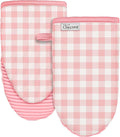 100% Thick Cotton Oven Mitts Ribbed Soft Silicone Pink Gingham | Aesthetic Oven Mitts for Women, Machine Washable Non-Slip Kitchen Mitts, Reversible for Both Hands, Stylish Kitchen Decor