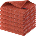 Homaxy 100% Cotton Terry Kitchen Dish Cloths, 6 Pack, Rust | Ultra Soft and Absorbent, Suitable for Drying and Washing Dishes