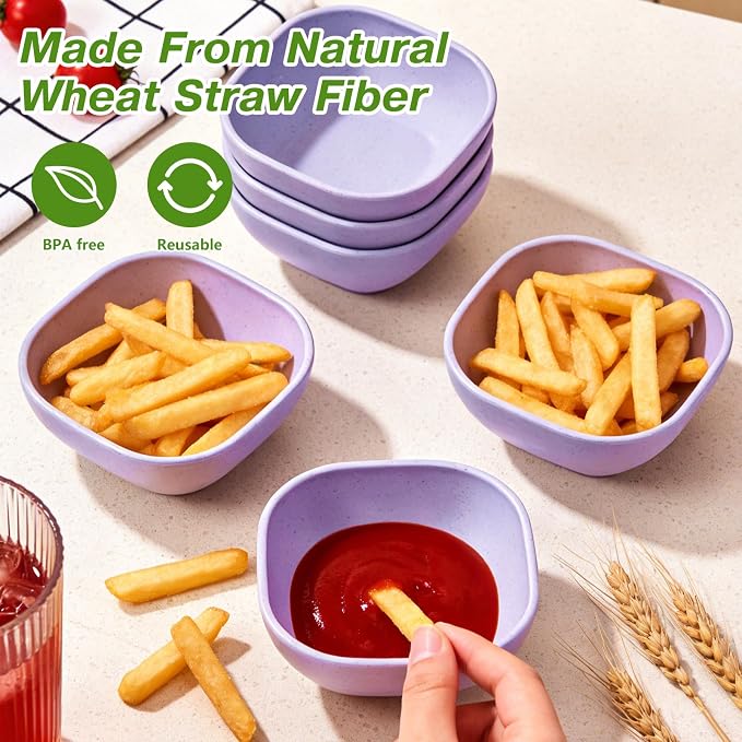 SHECIPIN 12 Pack Unbreakable Dipping Bowls, 4.5 OZ Soy Sauce Dishes，dipping sauce cups，small bowls for dips (Elegant purple)
