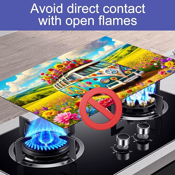 HOMETITUTE Spring Stove Top Cover 28x20 Flower Van Countryside Heat Resistant