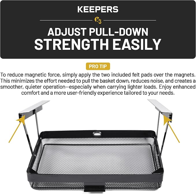 KEEPERS - Under Desk Drawer Slide Out – Metal Under Desk Storage Drawer for Office, Home, RV, Kitchen – Slim Under Table Drawer Attachment with Easy DIY Mount - Under Desk Organizer - 13x10x2.5In