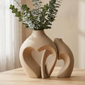 Ceramic Flower Vases Home Decor Heart Shaped Vase Set of 2 | Nordic Heart Shaped Vases Minimalist Decorative Vase for Table Centerpiece Wedding Dining Living Room Office House Decoration